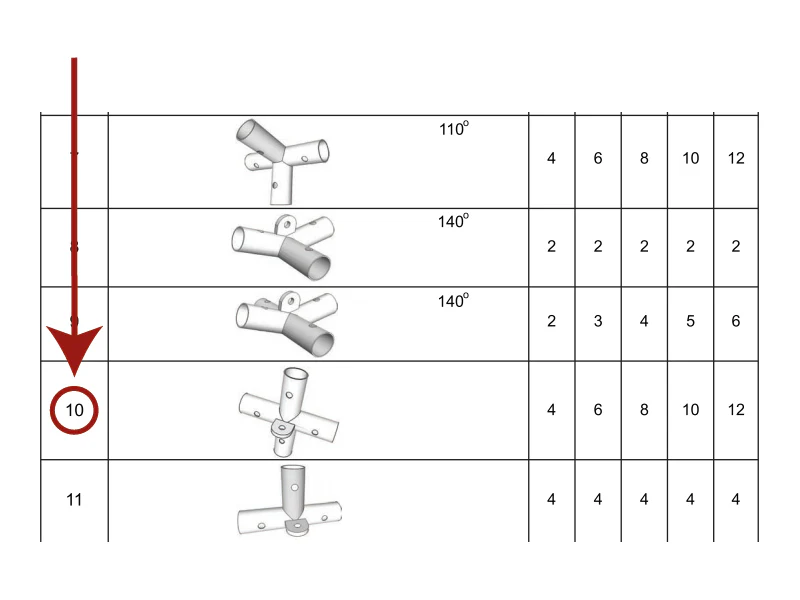 4-stronny łącznik płaski z kołnierzem, Ø42mm, 250x250mm - Image 2