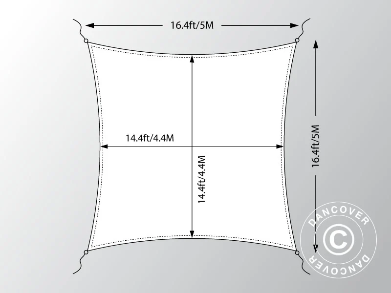 Żagiel przeciwsłoneczny 5x5m, Kwadratowy, Piasek - Image 5