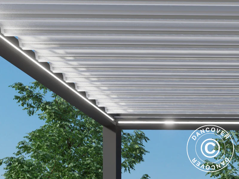 Bioklimatyczna pawilon pergola Génova ze podświetleniem LED, 4x3m, Antracyt/Biały - Image 6