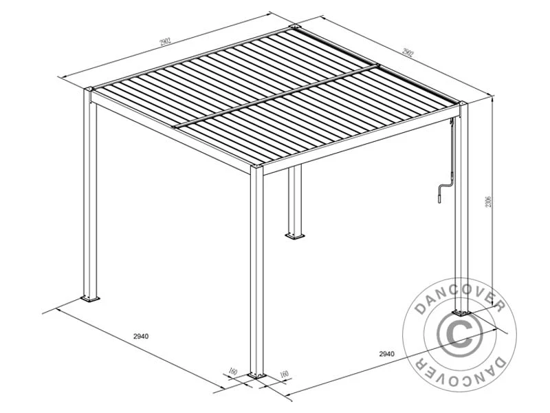 Bioklimatyczna pawilon Pergola San Pablo Alu+, 3x3m, czarny - Image 11