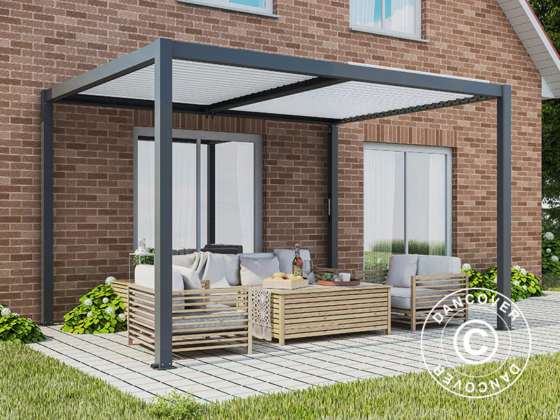 Bioklimatyczna pawilon Pergola San Pablo Alu+, 3x4m, Czarny/Biały - Image 3