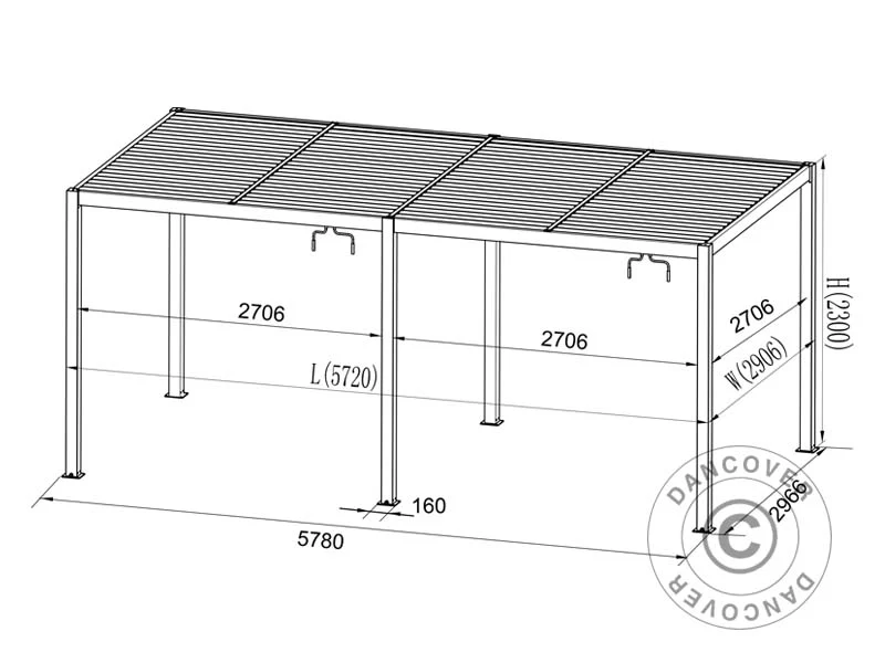 Bioklimatyczna pawilon Pergola San Pablo Alu+, 3x5,8m, Czarny/Biały - Image 5