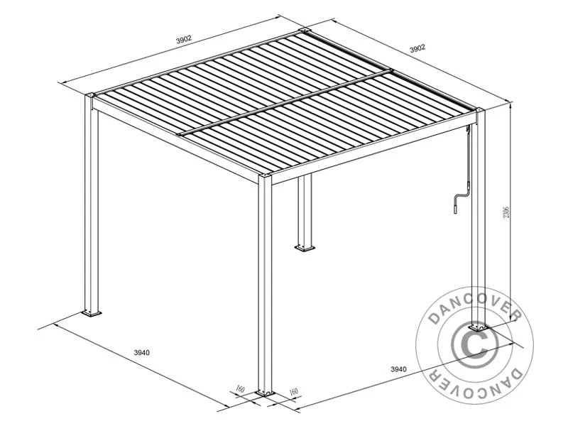 Bioklimatyczna pawilon Pergola San Pablo Alu+, 4x4m, czarny - Image 9