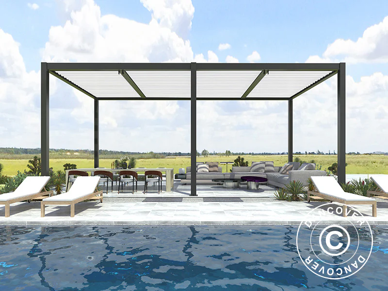 Bioklimatyczna pawilon Pergola San Pablo Alu+, 4x5,8m, Czarny/Biały - Image 2