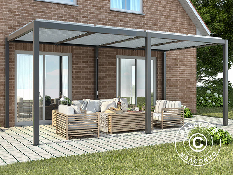 Bioklimatyczna pawilon Pergola San Pablo Alu+, 4x5,8m, Czarny/Biały - Image 3
