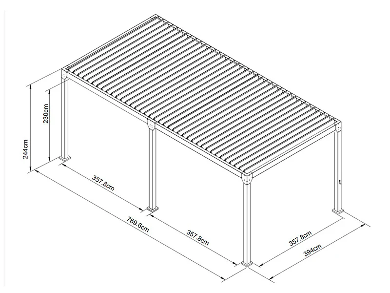 Bioklimatyczna pergola Monterey, 4x8m, z zasłonami i moskitierą, Czarna - Image 7