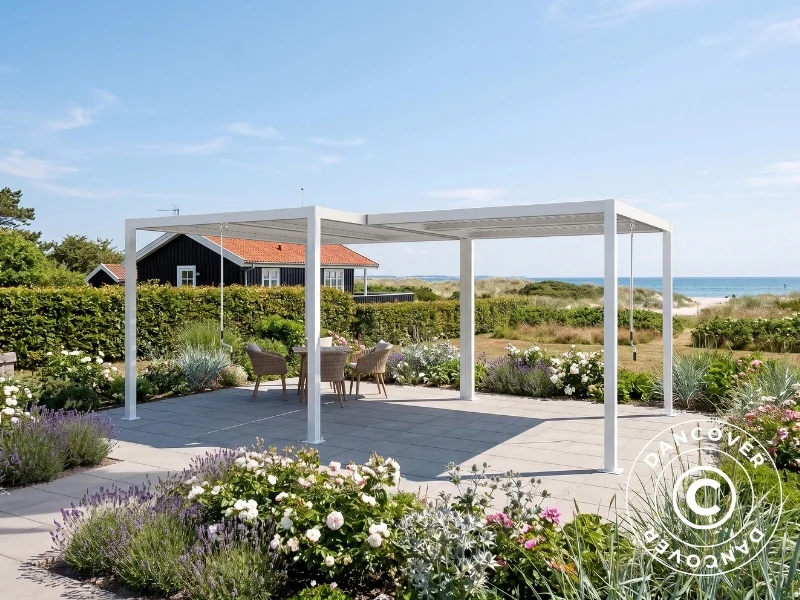 Bioklimatyczna pergola pawilon ogrodowy San Pablo Alu+, 3x3m, 3x4m, Biały, 2 szt. - Image 2