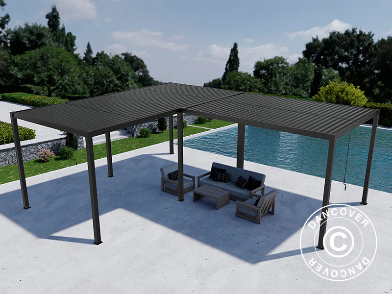 Bioklimatyczna pergola pawilon ogrodowy San Pablo Alu+, 3x3m, 3x5,8m, Czarny, 2 szt. - Image 4