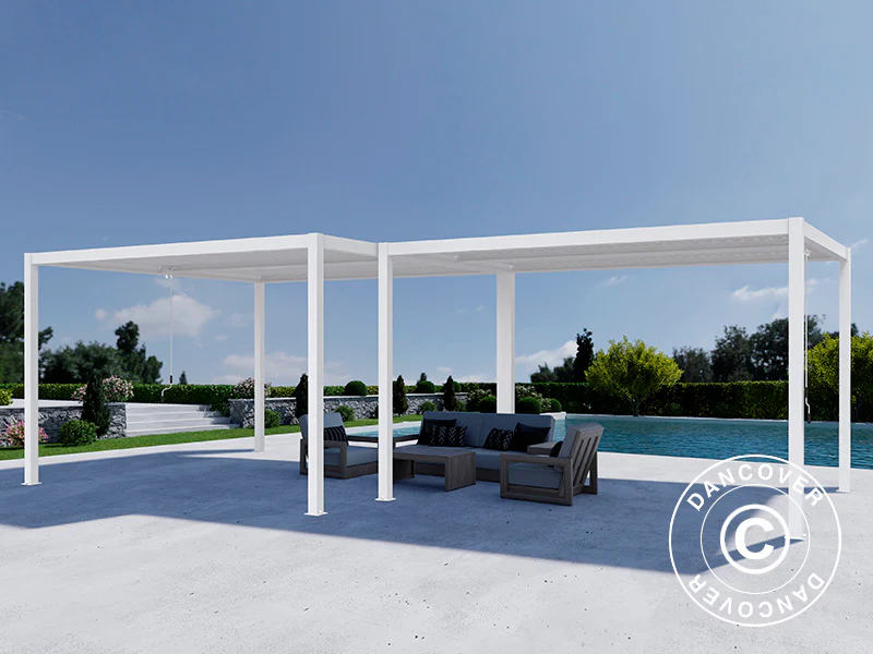 Bioklimatyczna pergola pawilon ogrodowy San Pablo Alu+, 3x3m, 4x4m, Biały, 2 szt. - Image 2