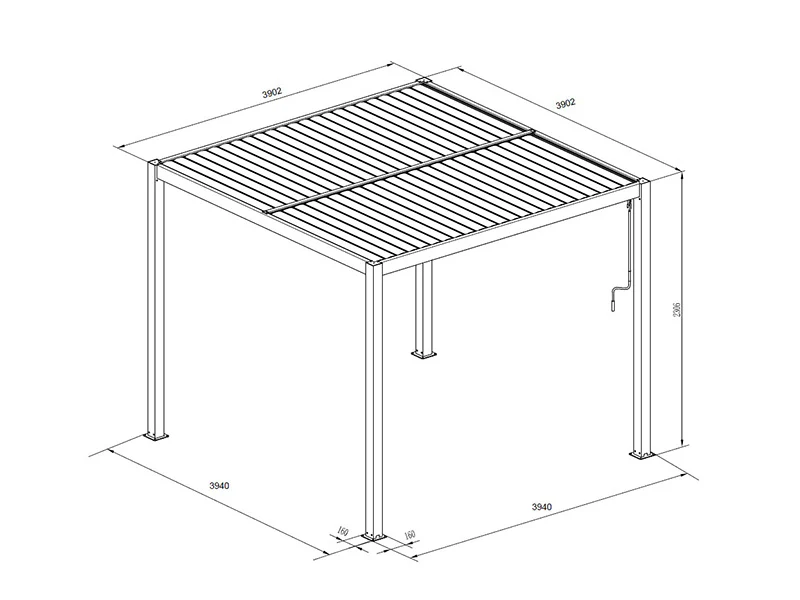 Bioklimatyczna pergola pawilon ogrodowy San Pablo Alu+, 3x3m, 4x4m, Biały, 2 szt. - Image 8