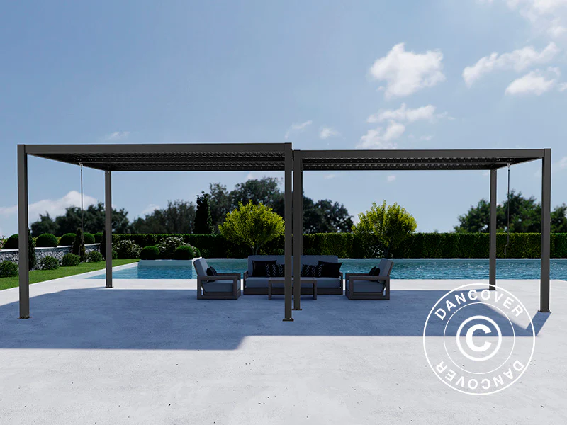 Bioklimatyczna pergola pawilon ogrodowy San Pablo Alu+, 3x3m, 4x4m, Czarny, 2 szt. - Image 3
