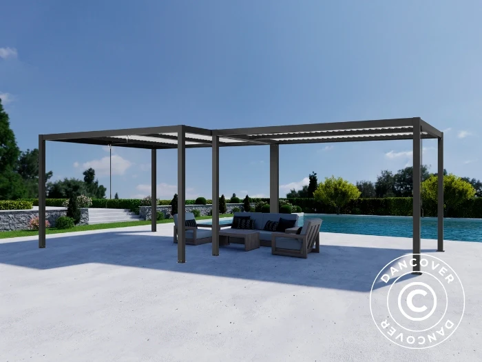 Bioklimatyczna pergola pawilon ogrodowy San Pablo Alu+, 3x3m, 4x4m, Czarny/Biały, 2 szt. - Image 2