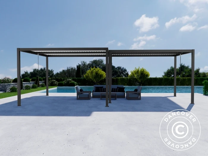 Bioklimatyczna pergola pawilon ogrodowy San Pablo Alu+, 3x3m, 4x4m, Czarny/Biały, 2 szt. - Image 3
