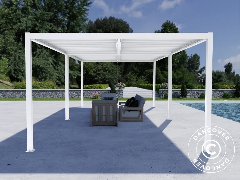 Bioklimatyczna pergola pawilon ogrodowy San Pablo Alu+, 3x3m, Biały, 2 szt. - Image 4