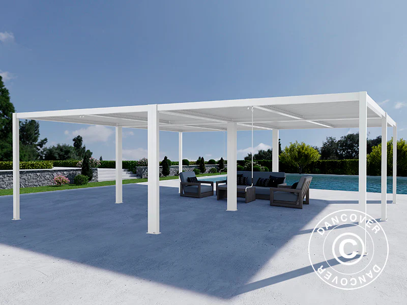 Bioklimatyczna pergola pawilon ogrodowy San Pablo Alu+, 3x3m, Biały, 4 szt. - Image 4