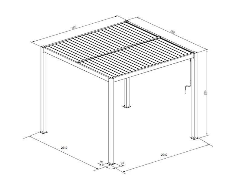 Bioklimatyczna pergola pawilon ogrodowy San Pablo Alu+, 3x3m, Czarny, 2 szt. - Image 7