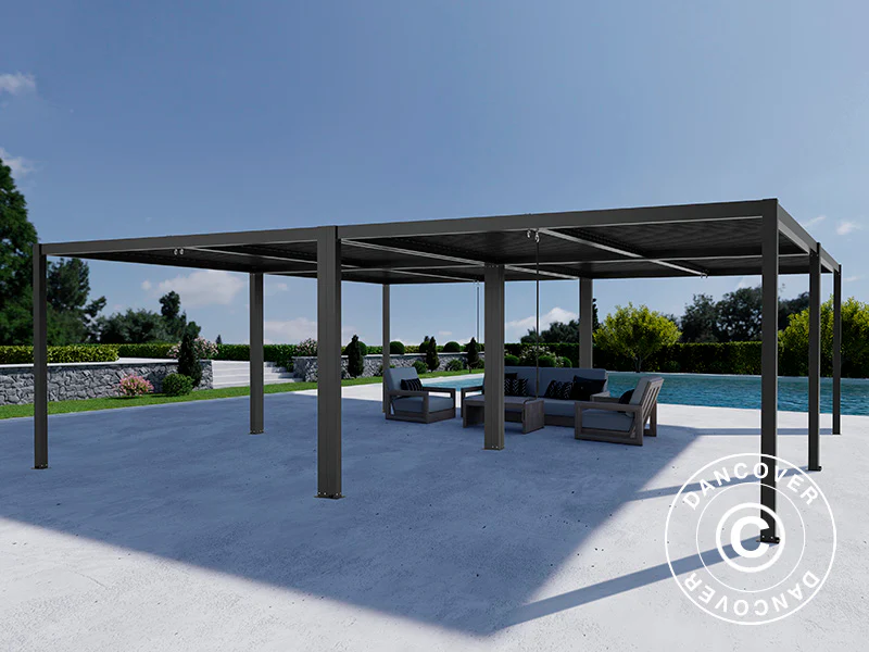 Bioklimatyczna pergola pawilon ogrodowy San Pablo Alu+, 3x3m, Czarny, 4 szt. - Image 4