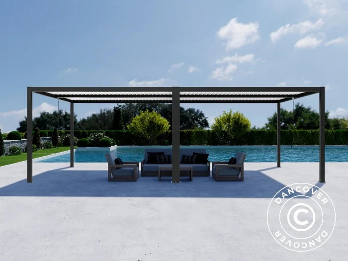 Bioklimatyczna pergola pawilon ogrodowy San Pablo Alu+, 3x3m, Czarny/Biały, 2 szt. - Image 3