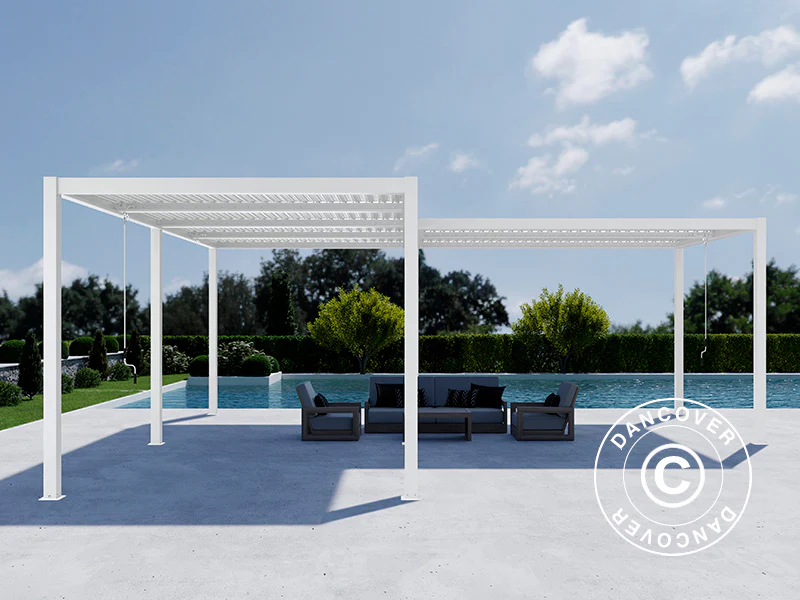 Bioklimatyczna pergola pawilon ogrodowy San Pablo Alu+, 3x4m, 3x5,8m, Biały, 2 szt. - Image 3