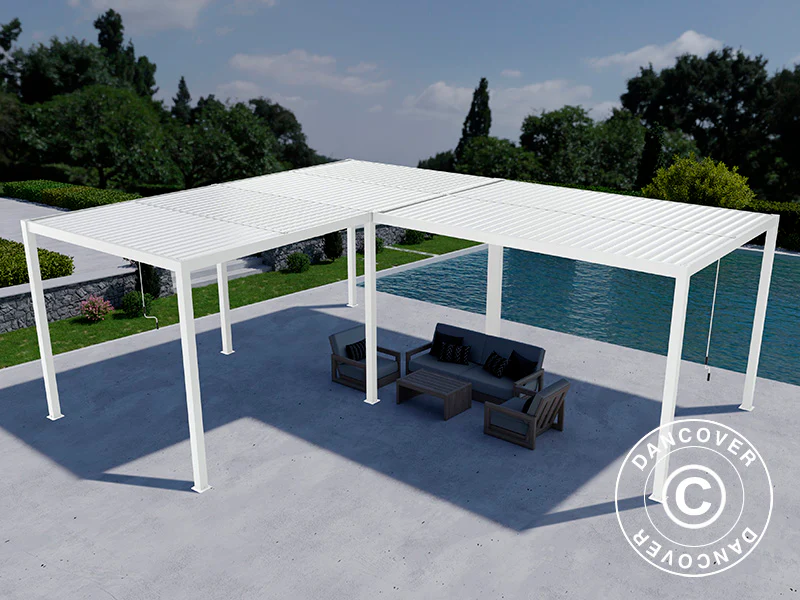 Bioklimatyczna pergola pawilon ogrodowy San Pablo Alu+, 3x4m, 3x5,8m, Biały, 2 szt. - Image 4