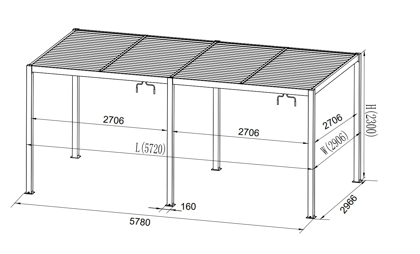 Bioklimatyczna pergola pawilon ogrodowy San Pablo Alu+, 3x4m, 3x5,8m, Biały, 2 szt. - Image 8