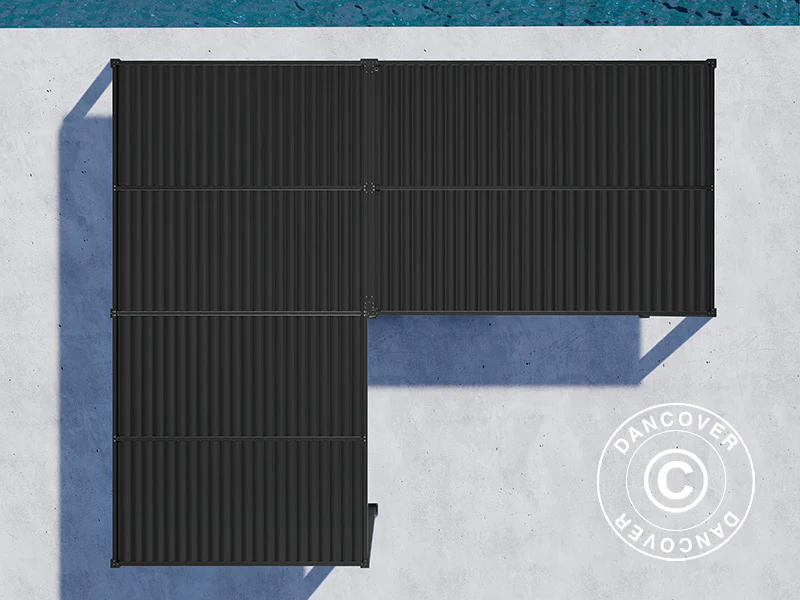 Bioklimatyczna pergola pawilon ogrodowy San Pablo Alu+, 3x4m, 3x5,8m, Czarny, 2 szt. - Image 5