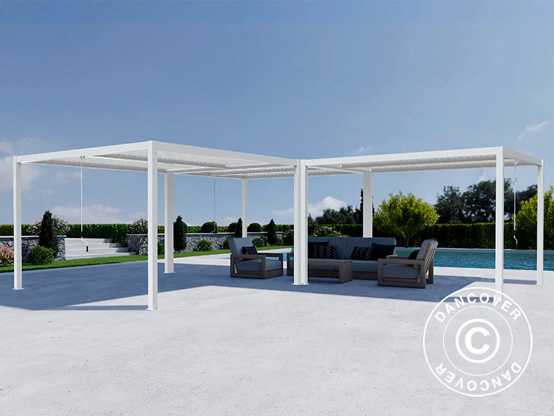 Bioklimatyczna pergola pawilon ogrodowy San Pablo Alu+, 3x4m, 4x4m, 3x5,8m, Biały, 3 szt. - Image 2