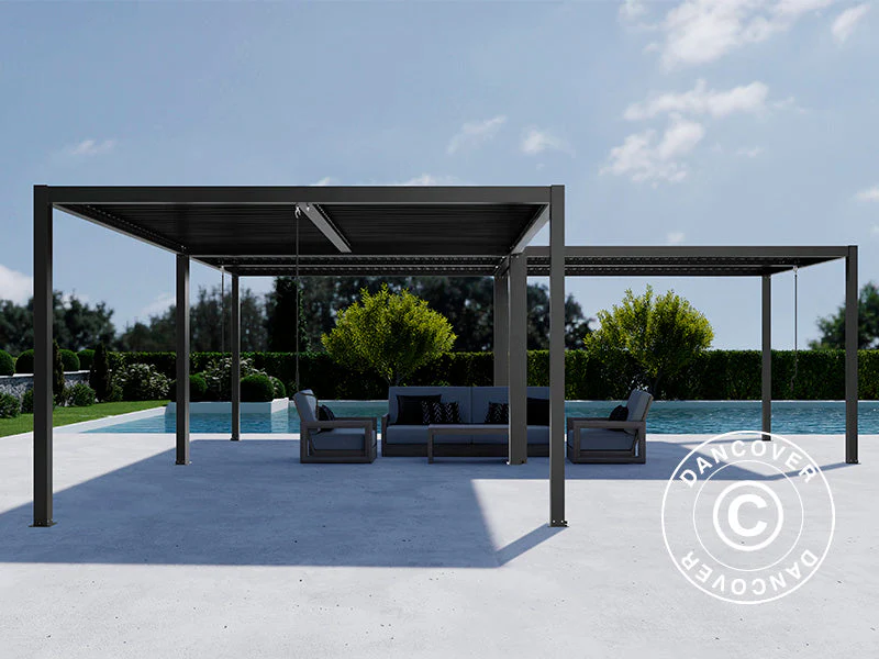 Bioklimatyczna pergola pawilon ogrodowy San Pablo Alu+, 3x4m, 4x4m, 3x5,8m, Czarny, 3 szt. - Image 3