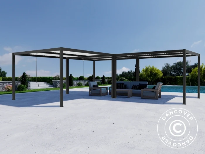 Bioklimatyczna pergola pawilon ogrodowy San Pablo Alu+, 3x4m, 4x4m, 3x5,8m, Czarny/Biały, 3 szt. - Image 3