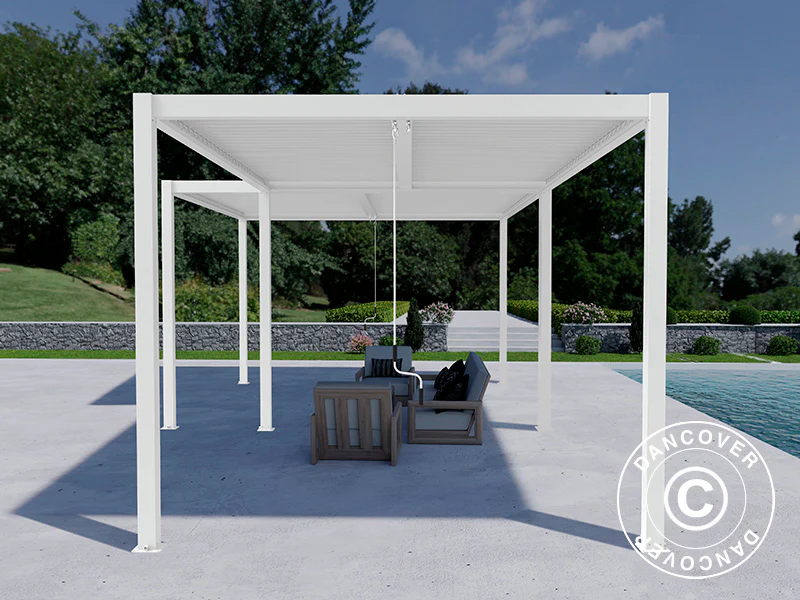 Bioklimatyczna pergola pawilon ogrodowy San Pablo Alu+, 3x4m, 4x4m, Biały, 2 szt. - Image 4