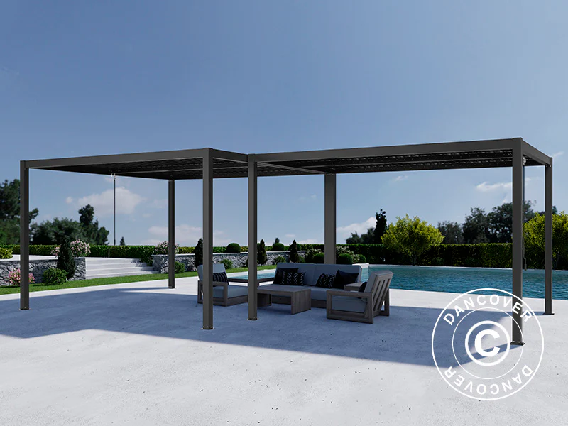 Bioklimatyczna pergola pawilon ogrodowy San Pablo Alu+, 3x4m, 4x4m, Czarny, 2 szt. - Image 3
