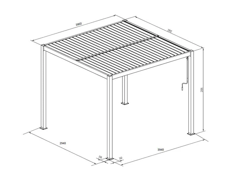 Bioklimatyczna pergola pawilon ogrodowy San Pablo Alu+, 3x4m, 4x5,8m, Czarny/Biały, 2 szt. - Image 5