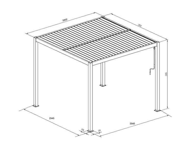 Bioklimatyczna pergola pawilon ogrodowy San Pablo Alu+, 3x4m, Czarny, 3 szt. - Image 7