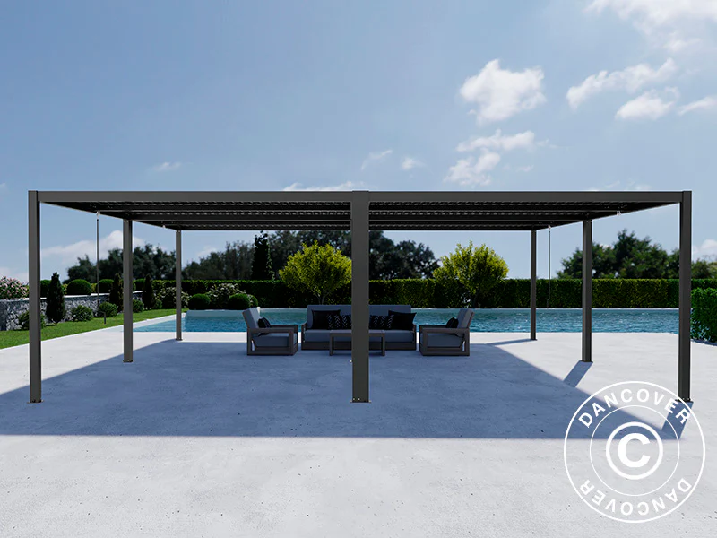 Bioklimatyczna pergola pawilon ogrodowy San Pablo Alu+, 3x4m, Czarny, 4 szt. - Image 4