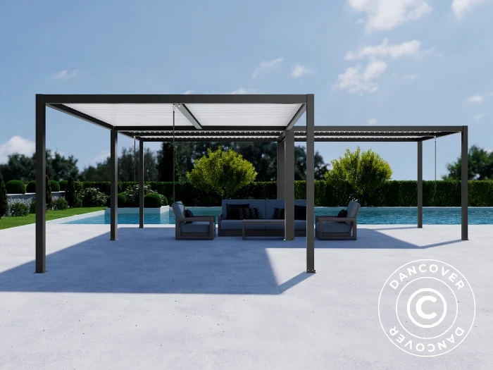 Bioklimatyczna pergola pawilon ogrodowy San Pablo Alu+, 3x4m, Czarny/Biały, 3 szt. - Image 2