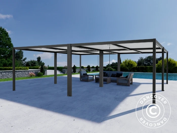 Bioklimatyczna pergola pawilon ogrodowy San Pablo Alu+, 3x4m, Czarny/Biały, 4 szt. - Image 3