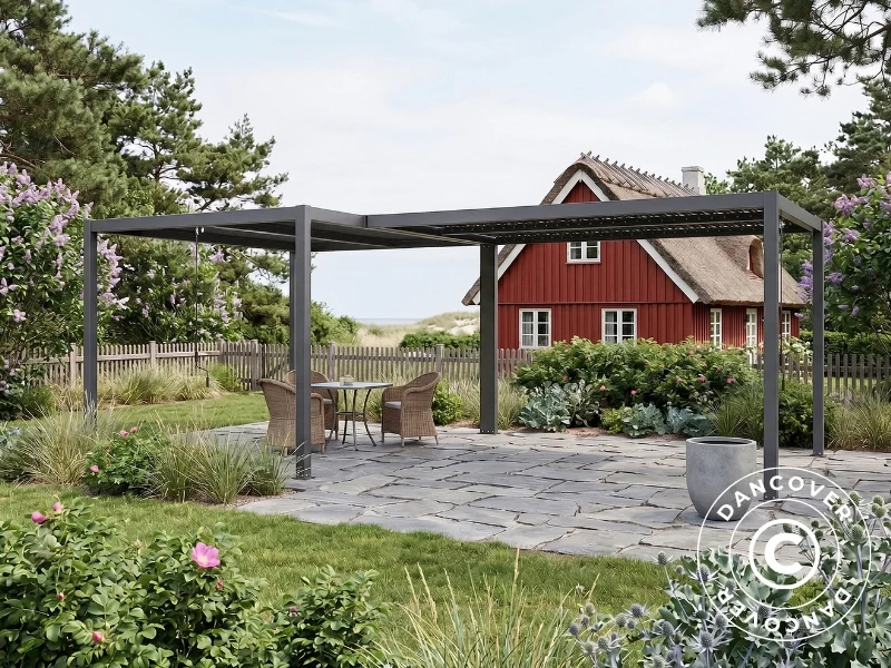 Bioklimatyczna pergola pawilon ogrodowy San Pablo Alu+, 3x4m, w kształcie litery L, Czarny, 2 szt. - Image 2