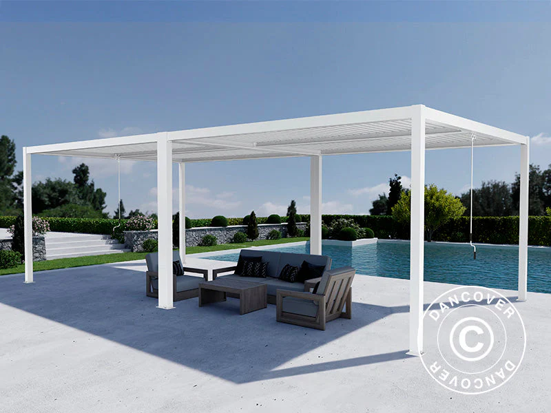 Bioklimatyczna pergola pawilon ogrodowy San Pablo Alu+, 4x4m, Biały, 2 szt. - Image 2