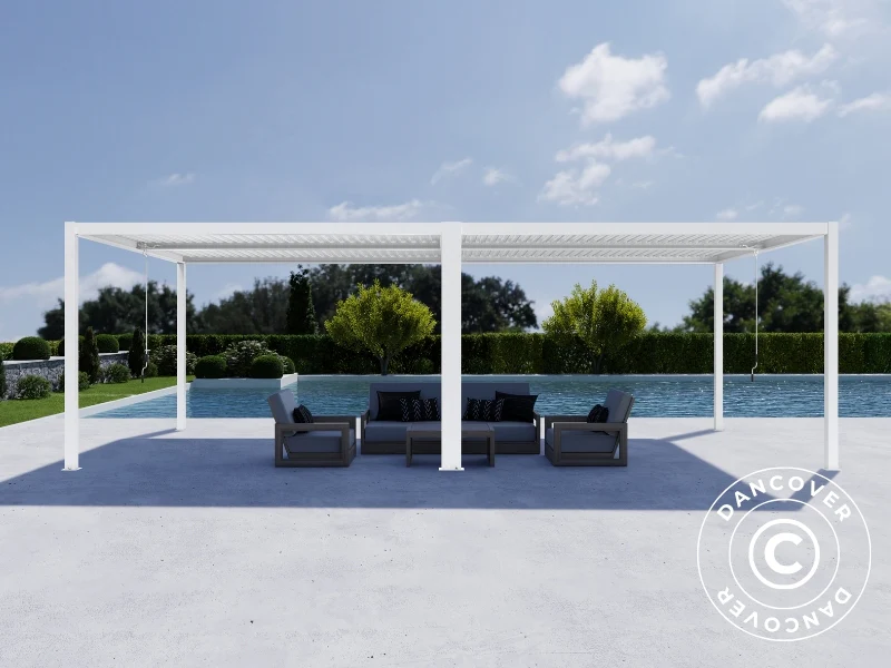 Bioklimatyczna pergola pawilon ogrodowy San Pablo Alu+, 4x4m, Biały, 2 szt. - Image 3