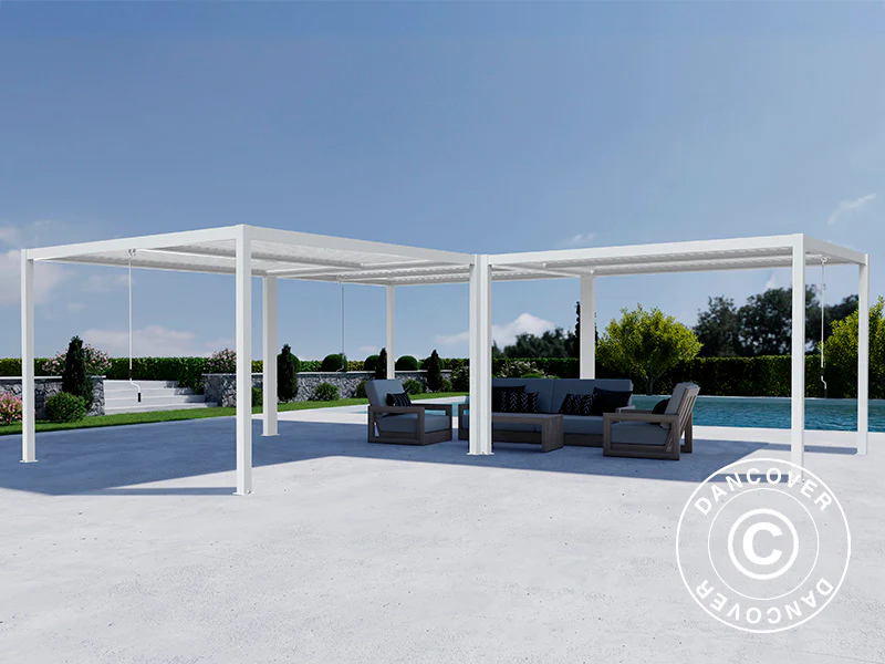 Bioklimatyczna pergola pawilon ogrodowy San Pablo Alu+, 4x4m, Biały, 3 szt. - Image 4