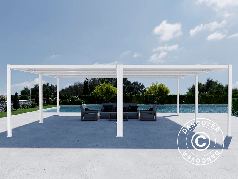 Bioklimatyczna pergola pawilon ogrodowy San Pablo Alu+, 4x4m, Biały, 4 szt. - Image 3
