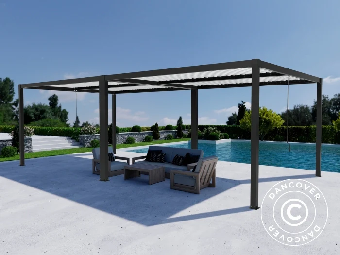 Bioklimatyczna pergola pawilon ogrodowy San Pablo Alu+, 4x4m, Czarny/Biały, 2 szt. - Image 2