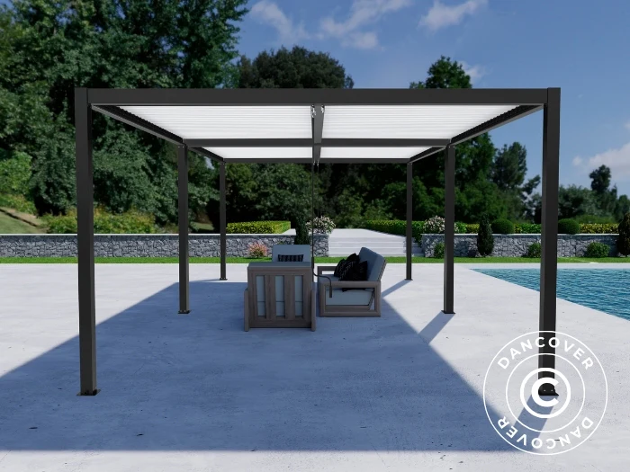 Bioklimatyczna pergola pawilon ogrodowy San Pablo Alu+, 4x4m, Czarny/Biały, 2 szt. - Image 4