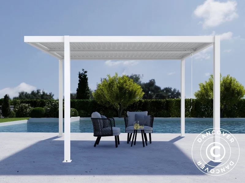 Bioklimatyczna pergola pawilon ogrodowy San Pablo Alu+, Open Side, 3x4m, Biały - Image 3