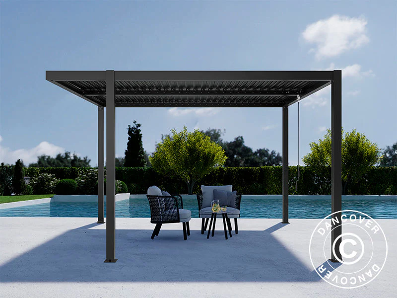 Bioklimatyczna pergola pawilon ogrodowy San Pablo Alu+, Open Side, 3x4m, Czarny - Image 3