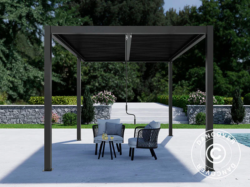 Bioklimatyczna pergola pawilon ogrodowy San Pablo Alu+, Open Side, 3x4m, Czarny - Image 4