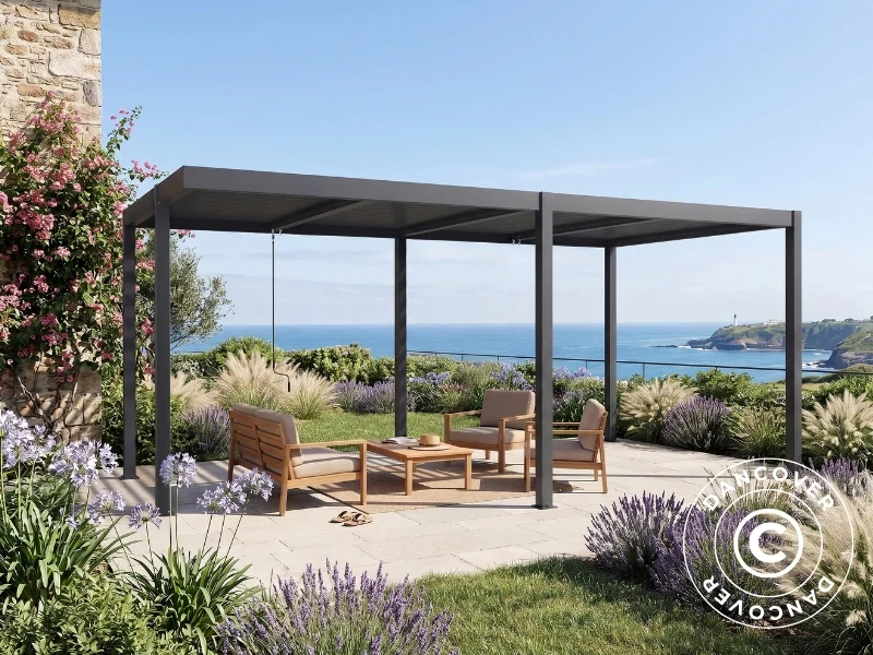 Bioklimatyczna pergola pawilon ogrodowy San Pablo Alu+, Open Side, 3x5,8m, Czarny - Image 3