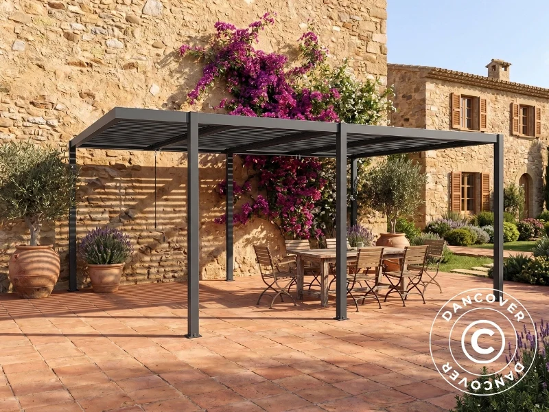 Bioklimatyczna pergola pawilon ogrodowy San Pablo Alu+, Open Side, 4x5,8m, Czarny - Image 2