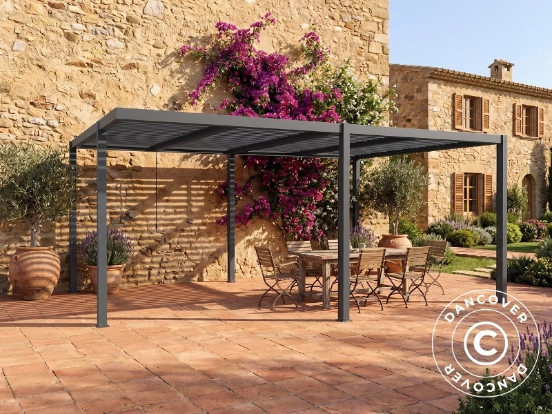 Bioklimatyczna pergola pawilon ogrodowy San Pablo Alu+, Open Side, 4x5,8m, Czarny - Image 3
