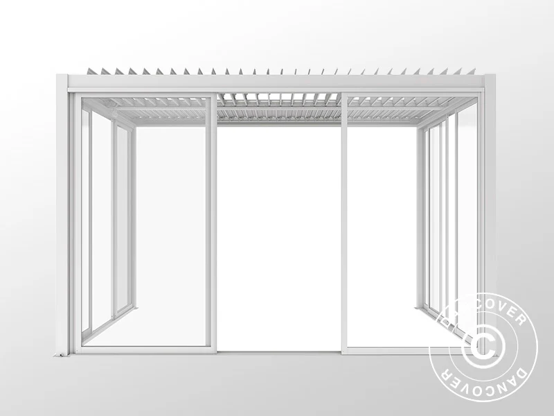 Bioklimatyczna pergola San Pablo Alu+ z drzwiami przesuwnymi, 3x4m, Biała - Image 8